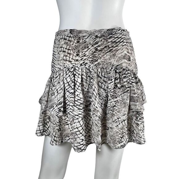 Dance & Marvel Skirt Women’s Medium Snakeskin Print Ruffled Mini Tan Grey - Picture 6 of 9